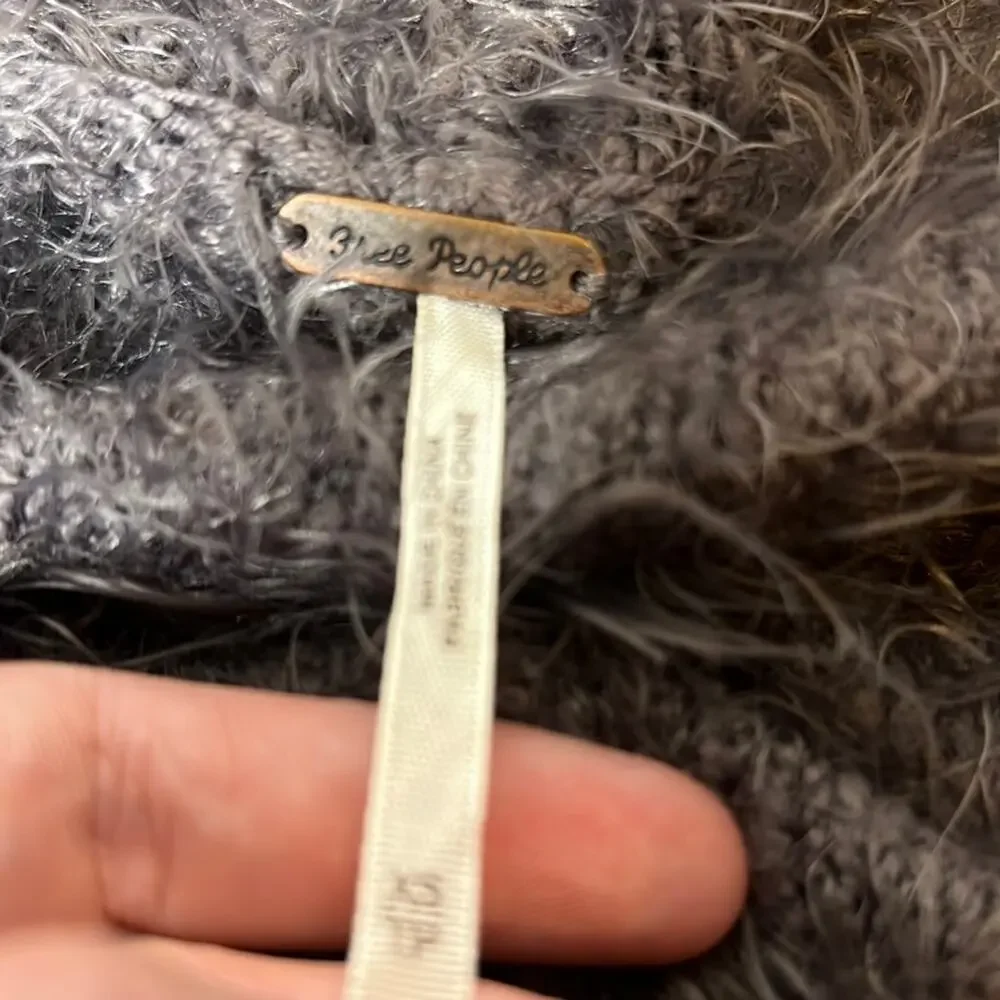 Free people light as a feather fuzzy gray hoodie soft sz XS oversized cut